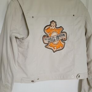 Harley-Davidson Beige Utility Jacket with Orange Emblem